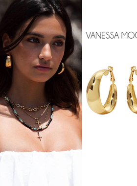 VanessaMooney素圈耳环女欧美小众设计感夸张大圈金色耳饰复古风