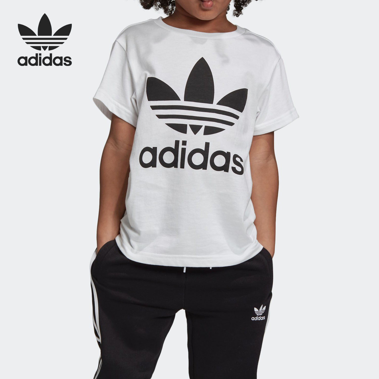 Adidas/阿迪达斯正品夏季三叶草小童TREFOIL TEE短袖T恤DV2857 童装/婴儿装/亲子装 T恤 原图主图