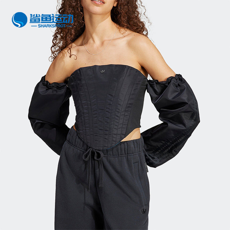 Adidas/阿迪达斯正品三叶草男女新款运动紧身露肩上衣HR3426