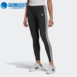 三叶草针织女子豹纹紧身运动休闲长裤 HB4769 阿迪达斯正品 Adidas