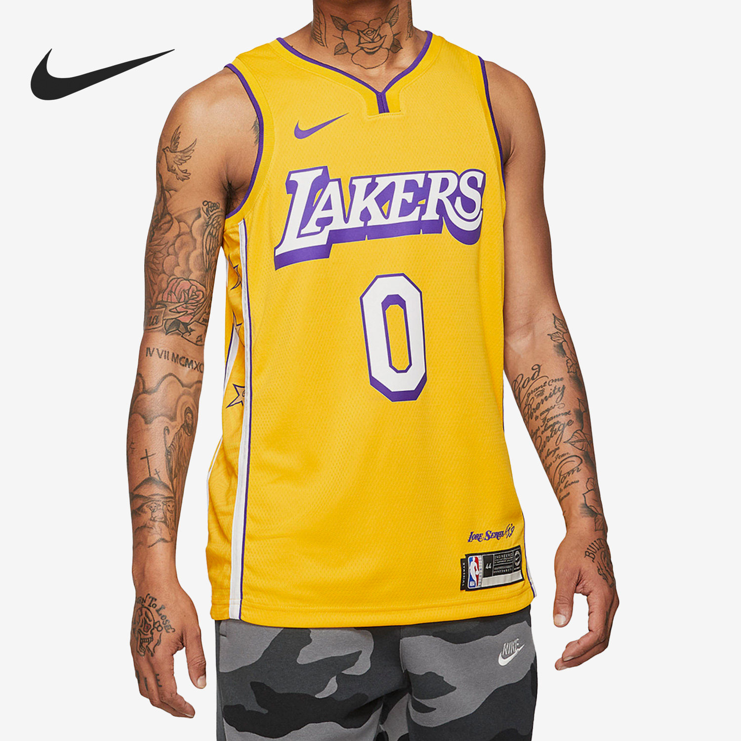 Nike/耐克正品库兹马湖人队0号男子篮球运动球衣AV4646-728