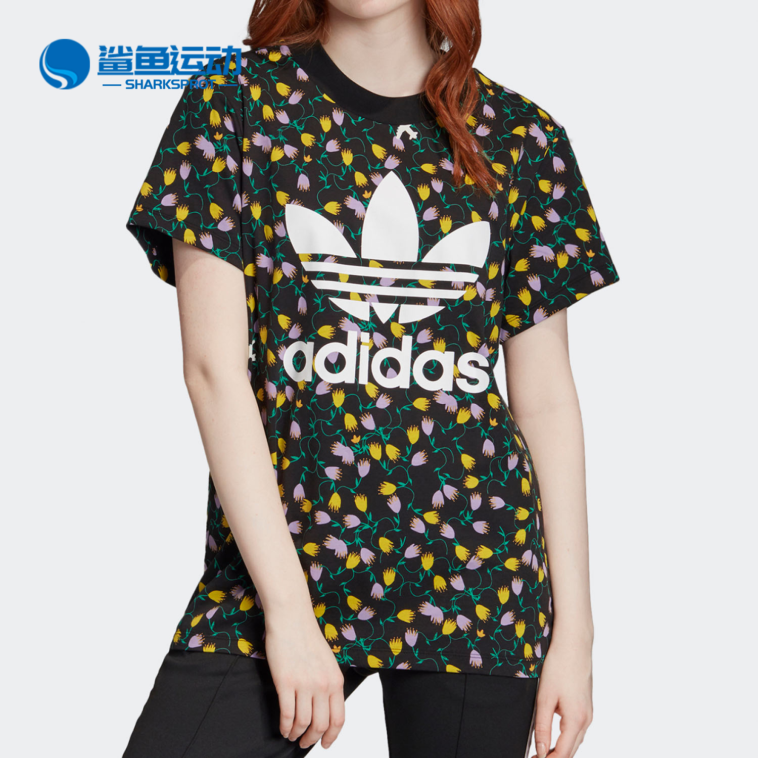 Adidas/阿迪达斯正品三叶草 AOP TEE 女子运动短袖T恤FL4112 运动服/休闲服装 运动T恤 原图主图