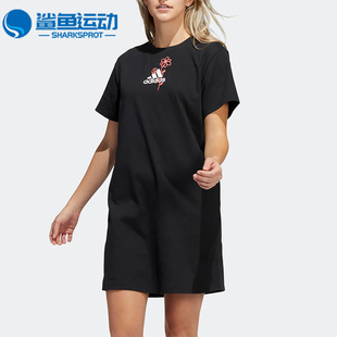 阿迪达斯正品 短袖 女子时尚 长款 新款 T恤连衣裙 Adidas H57414 夏季
