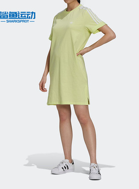 Adidas/阿迪达斯正品夏季新款三叶草女子透气短袖连衣短裙 H35504