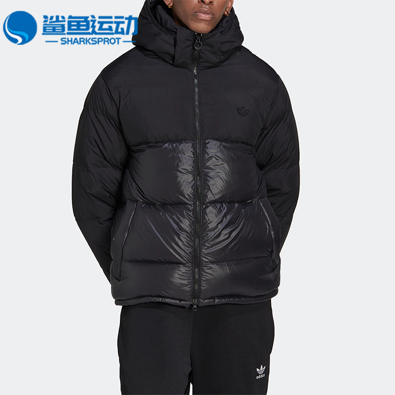 Adidas/阿迪达斯正品三叶草男子冬运动保暖防风连帽羽绒服 HL9181