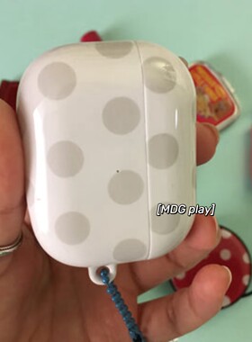 韩系ins风灰波点适用AirPods pro3进口菲林耳机壳苹果1/2/3/4代高级感AirPods pro2保护套AirPods4代硬保护套