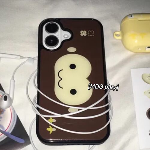 ins复古小猴子黑边磁吸防摔手机壳适用于苹果iPhone17/16Promax棕黄底15/14plus创意13趣味16保护套硬壳