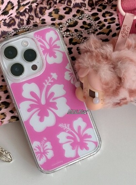 韩系ins高级少女感博主同款亚克力扶桑花朵手机壳适用iPhone16promax/15/14/13防摔手机壳