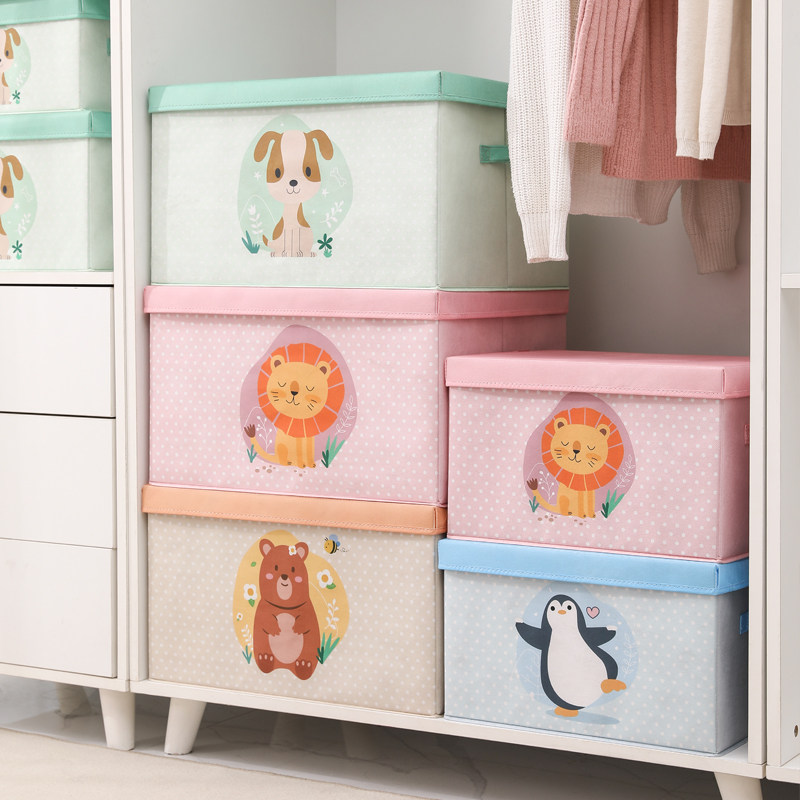 收纳箱婴儿专用玩具百纳箱带盖衣服被子整理箱家用折叠布艺储物箱