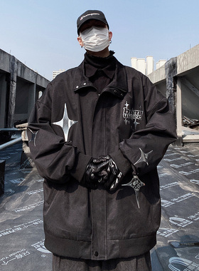UUCSCC嘻哈高街潮牌棒球服紫色夹克宽松休闲oversize上衣外套男士