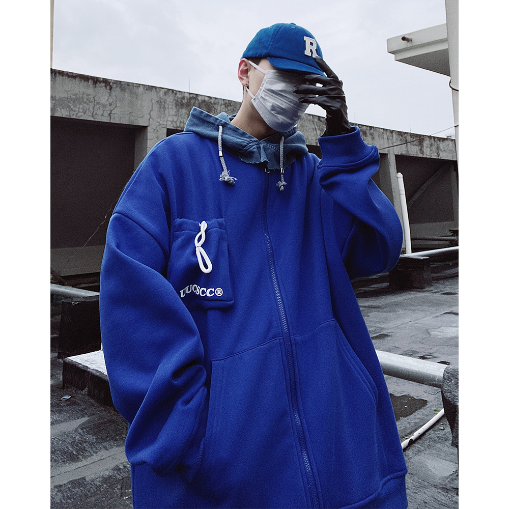 嘻哈宽松开衫连帽卫衣