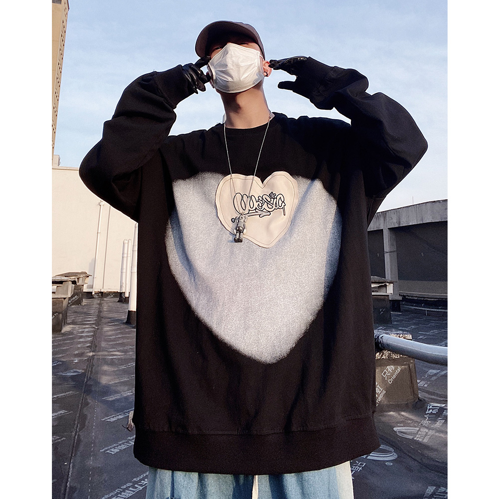 复古宽松圆领卫衣打底衫长袖上衣