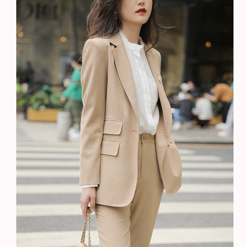 sorrytin高级日本进kou面料 职场通勤干练 驼色调西服 西裤套装