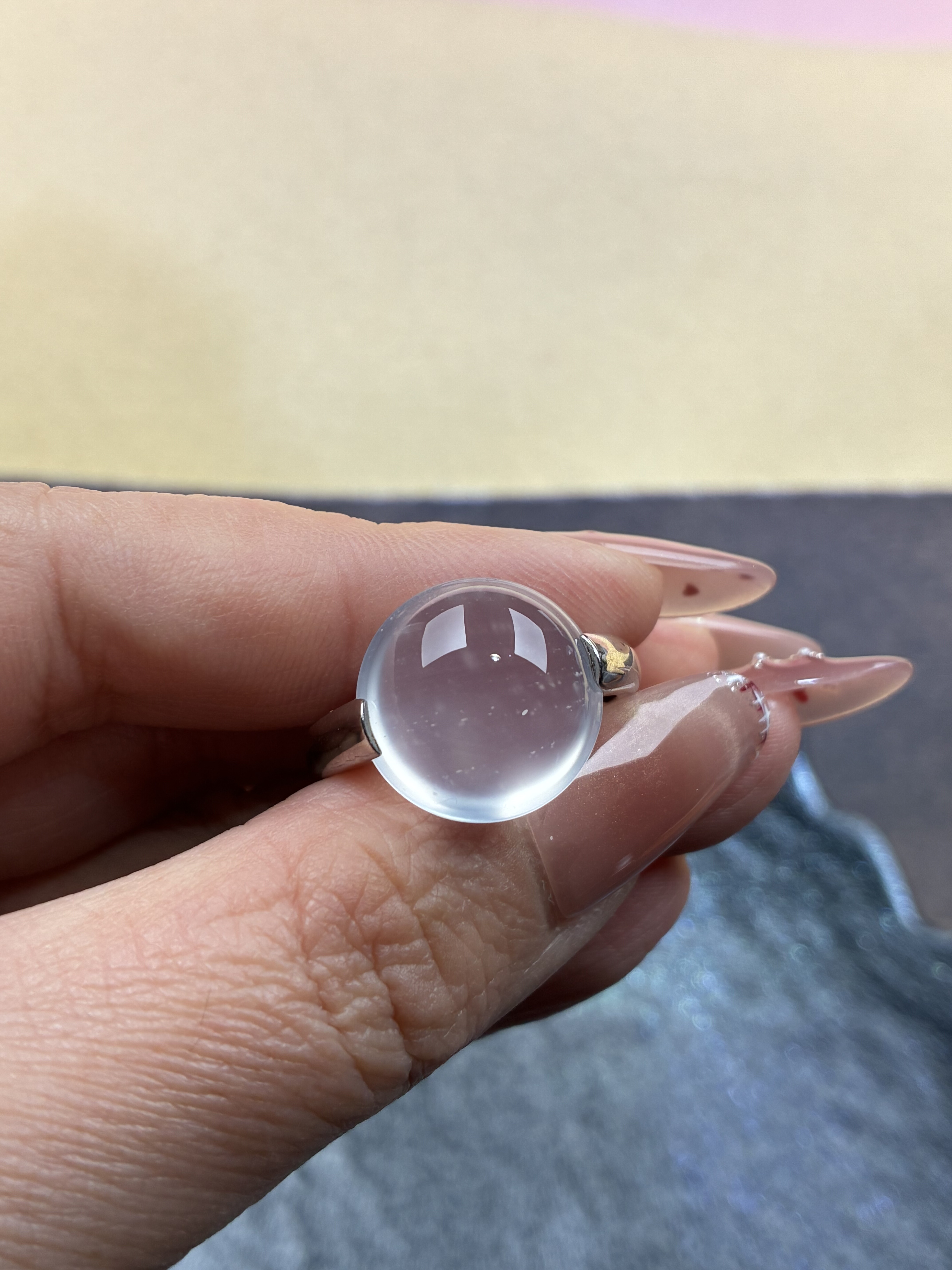 天然俄冰蓝钢雪花棉大钢蛋简单镶嵌固定圈口18左右可戴,饰品/流行首饰/时尚饰品新,银饰戒指,淘宝优惠券,粉丝福利购,淘宝优惠卷