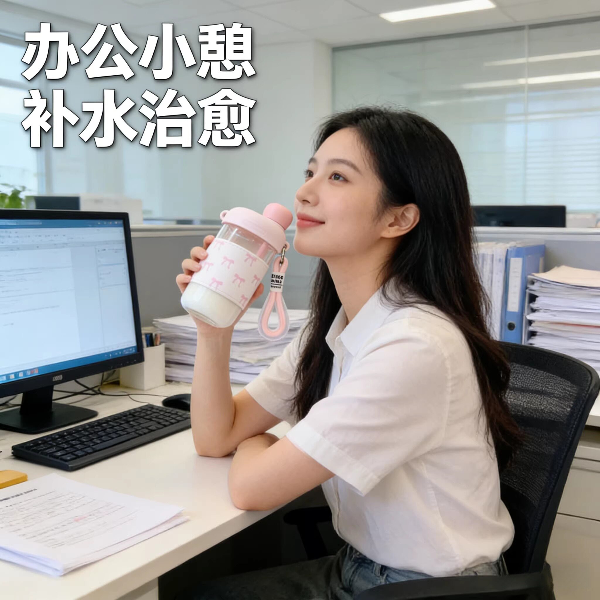 玻璃杯大容量小屋子可爱高颜值高硼硅玻璃水杯带有便携式网纱手提