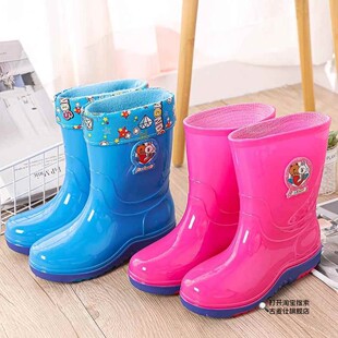 2-15岁儿童雨鞋男女水鞋加绒加棉卡通胶靴水靴雨靴防滑胶鞋雪地靴
