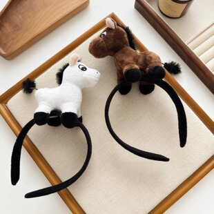 2026马年头饰新年头饰小马发箍马耳朵头箍洗脸搞怪发卡卡通牛马