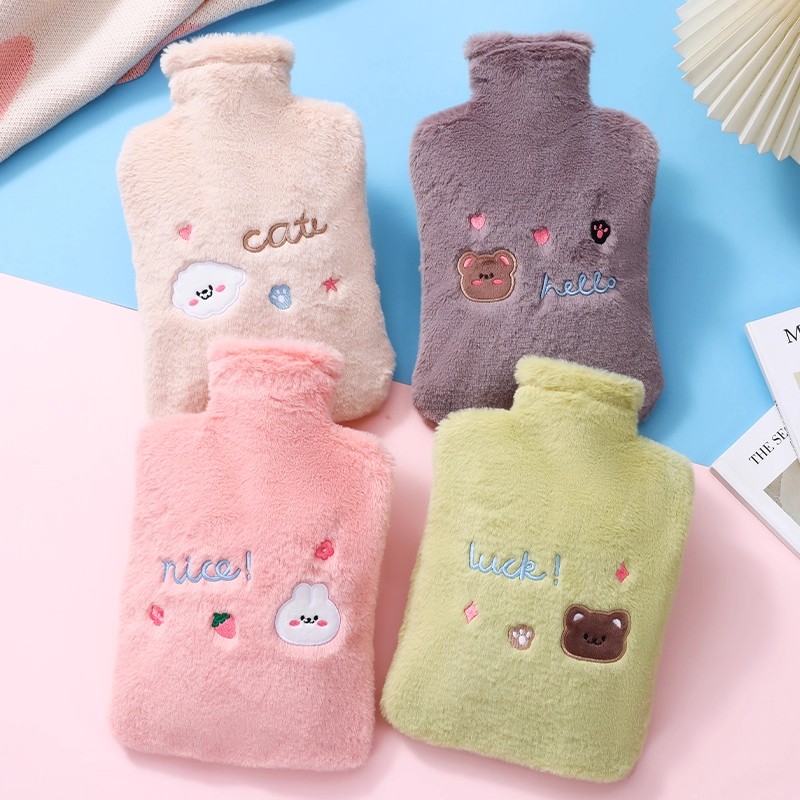 加厚热水袋注水小号女敷肚子灌水暖水袋敷腰随身毛绒可爱暖手宝