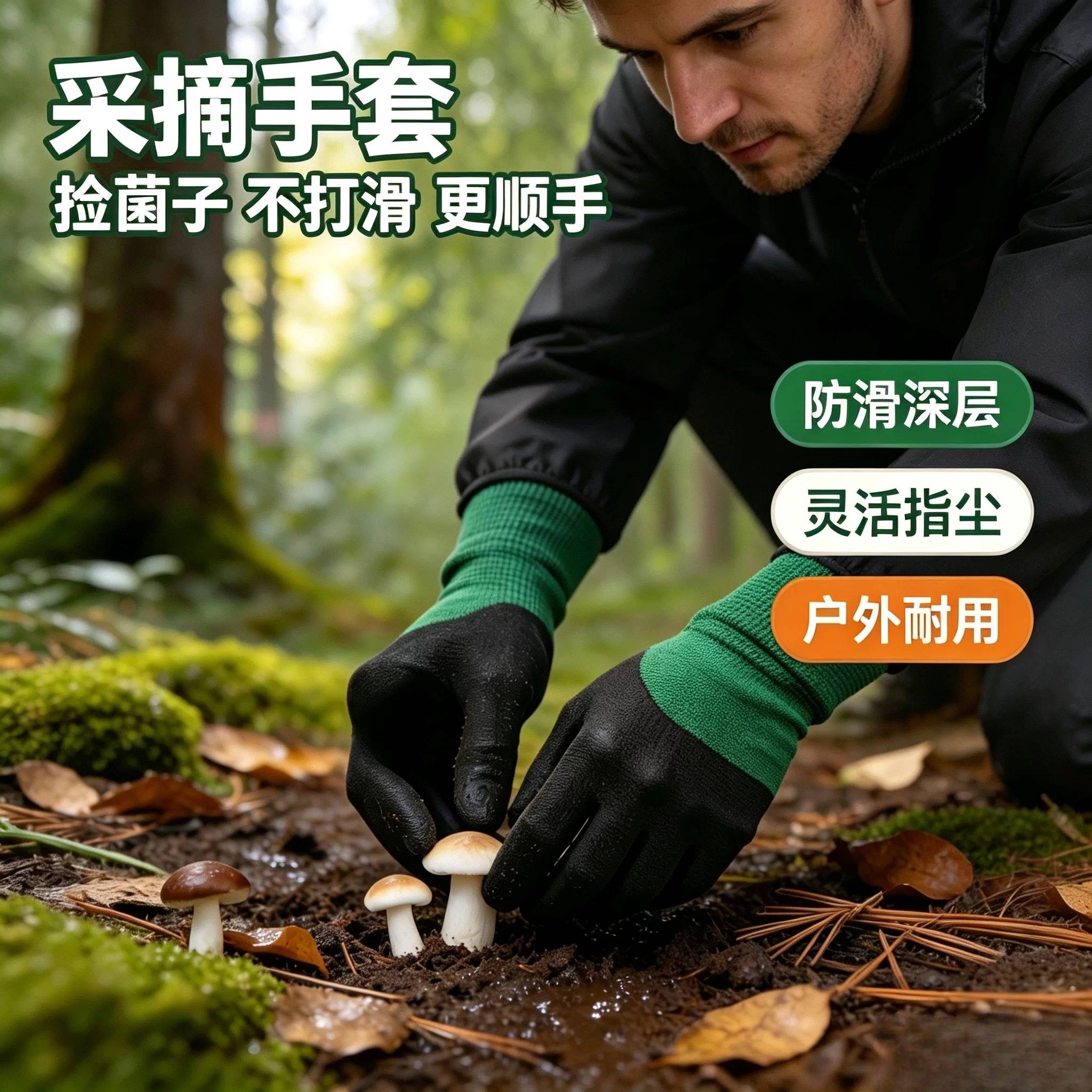 捡菌子手套耐磨橡胶采蘑菇神器云南大理拾野生菌工具装备户外农用