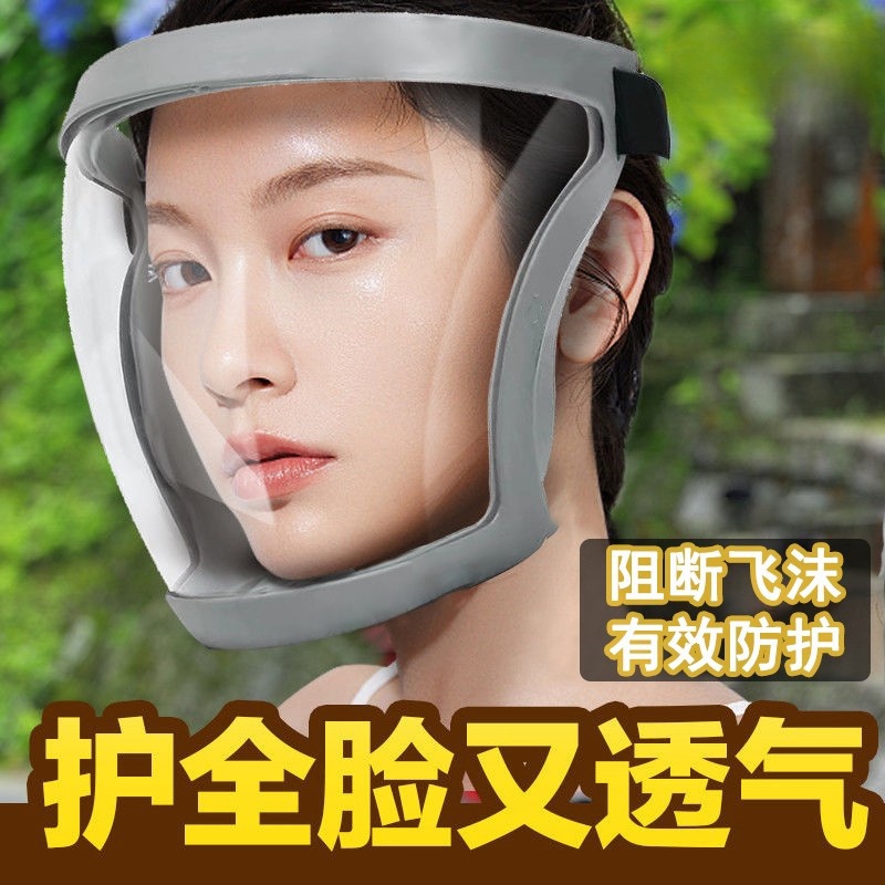 德国防护面罩透明全脸头罩大人防飞沫一次性高清不起雾防尘脸罩