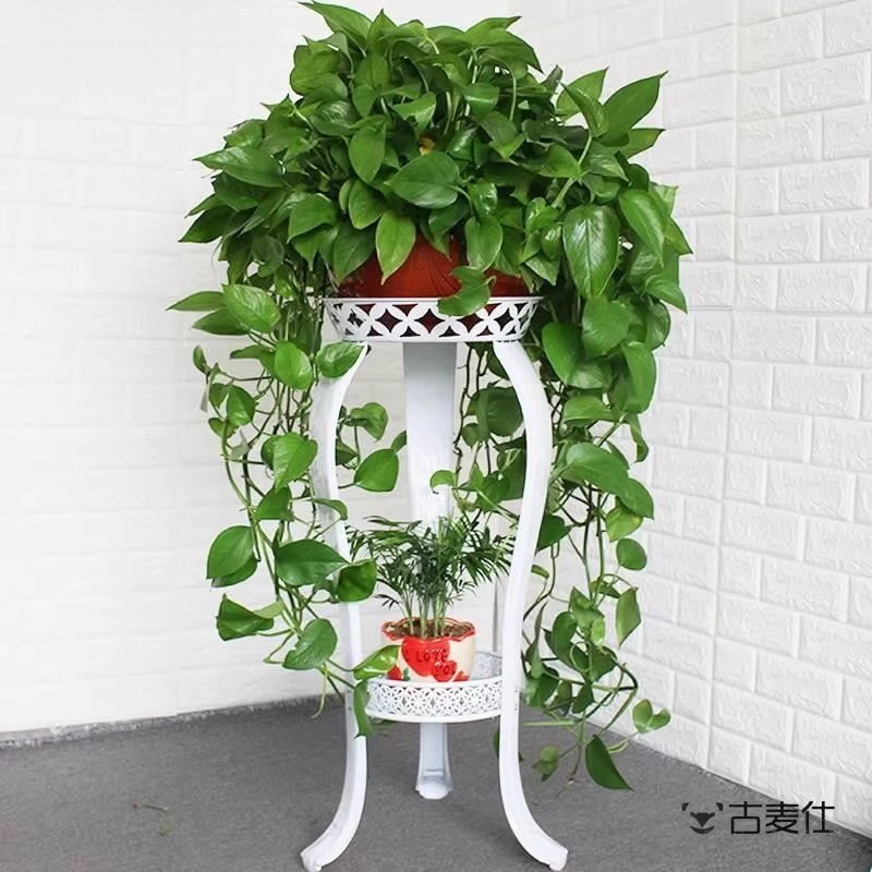 室内客厅铁艺心形花架子移动带轮置物架落地多层阳台网红绿萝花盆