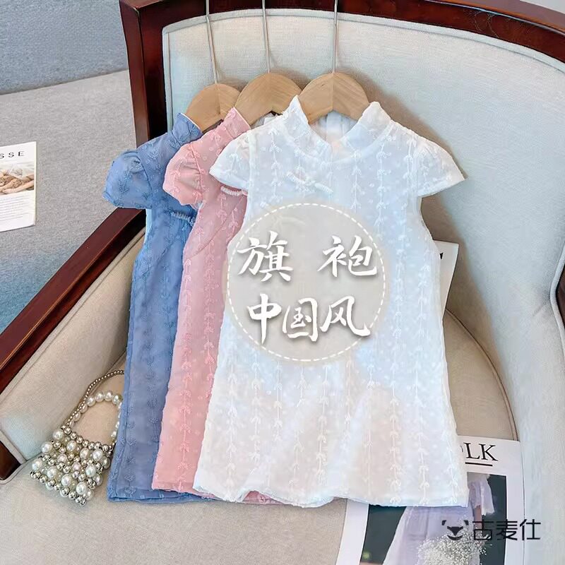 女刺绣裙夏季连衣裙女童旗袍女孩