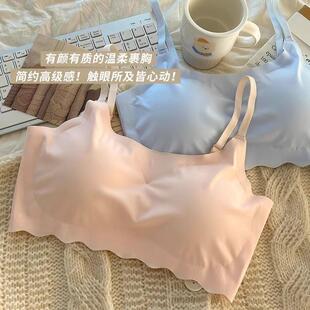 无痕春夏内衣女运动聚拢无钢圈少女文胸学生透气显小吊带美背心式