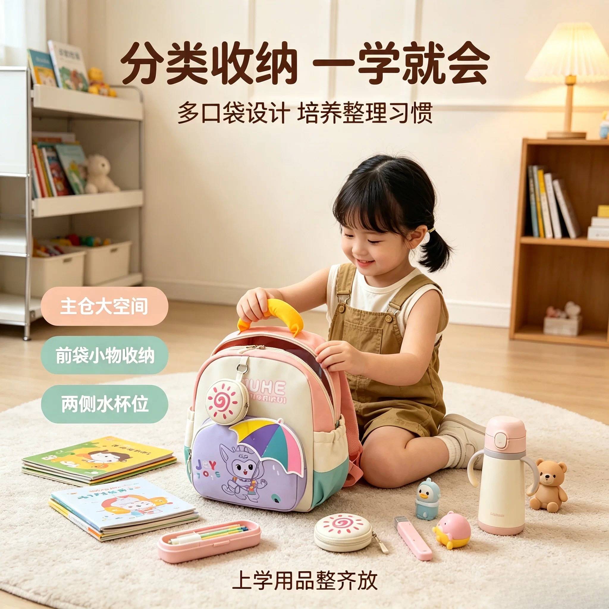 新款幼儿园书包女孩可爱大中小班宝宝背包男童超轻卡通恐龙双肩包