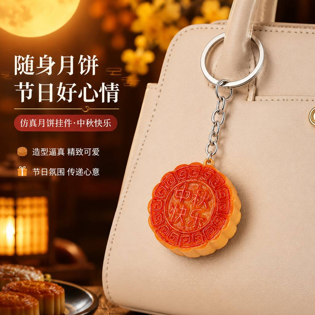 仿真中秋创意月饼包包挂件书包钥匙扣食物装饰玩摆件PVC挂饰礼物