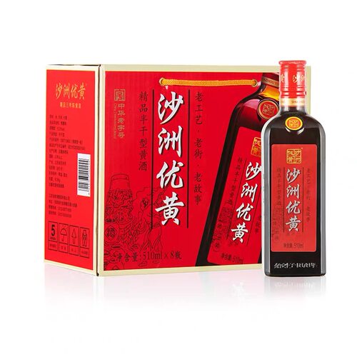 沙洲优黄 精品三年陈黄酒苏州特产大米黄酒整箱六瓶装510mL*6
