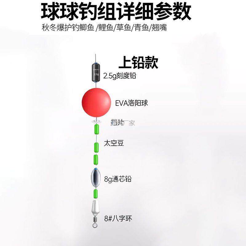 .洛阳球专用逗钓线组配l件路滑线组配件套装铅坠太空豆八字环全套