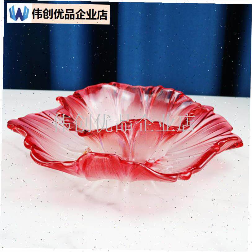 欧式加厚水晶玻璃葵花水果盘凉菜D盘小料碗干果盘碗家用大号糖果,