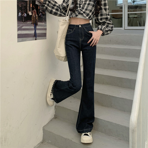 Real shooting real price spring new jeans women's design sense high waist thin slim fit high