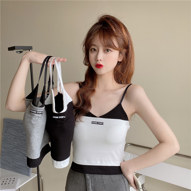 Two women's fake suspender vests with bra and sexy slim vest