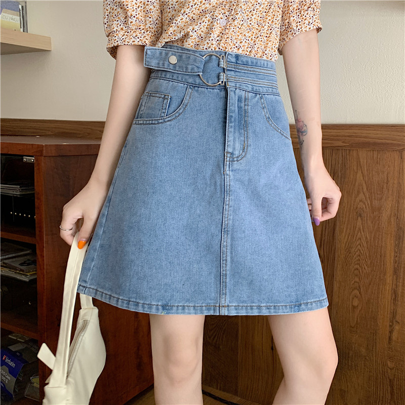 New high waist and thin denim skirt in spring