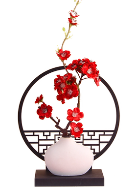 中式禅意仿真梅花玄关酒柜摆件