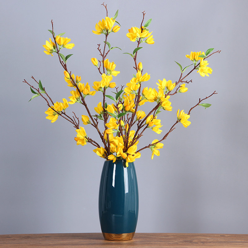 景德镇陶瓷小花瓶蓝色金边轻奢客厅干花插餐桌装饰品现代简约摆件,家居饰品,花瓶,淘宝优惠券,粉丝福利购,淘宝优惠卷