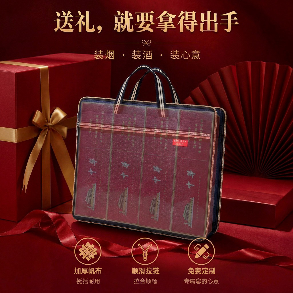 公文包手提袋送礼装烟装酒牛津布公文包大容量文件袋装整箱酒不透明防水袋A4加宽手提帆布袋可定制印刷logo图片