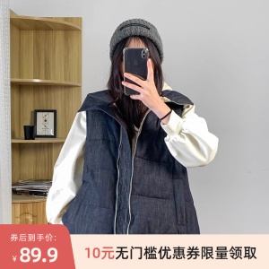 YR01699 田原~特 斜纹牛仔棉 立领拉链90白鸭绒羽绒马甲女