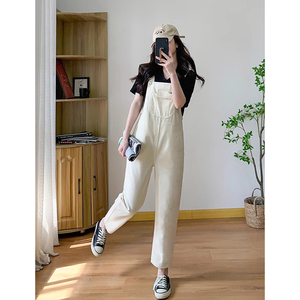 XZ09024 田原~品*wei单~减龄学生味~莼棉休闲牛仔背带裤连体裤女~