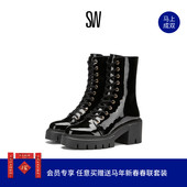 BOOTIE SOHO 秋冬厚底暗黑马丁靴机车靴女侧拉链机车靴