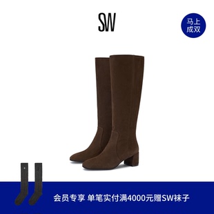 【秋冬新品】SW MAEVE ZIP BOOT 粗跟方头长筒靴高跟长靴女