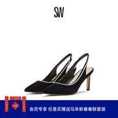 女 DANCER 夏季 CRYSTAL PUMP 露跟单鞋 SLINGBACK 细跟高跟鞋