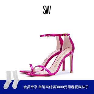 SW NUDISTSONG 夏季宴会风优雅细高跟一字带凉鞋