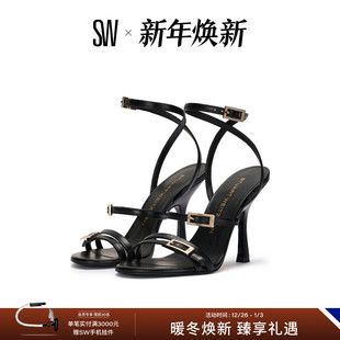 新品 GEORGIE 100 女 交叉绑带圆头细高跟凉鞋 夏季