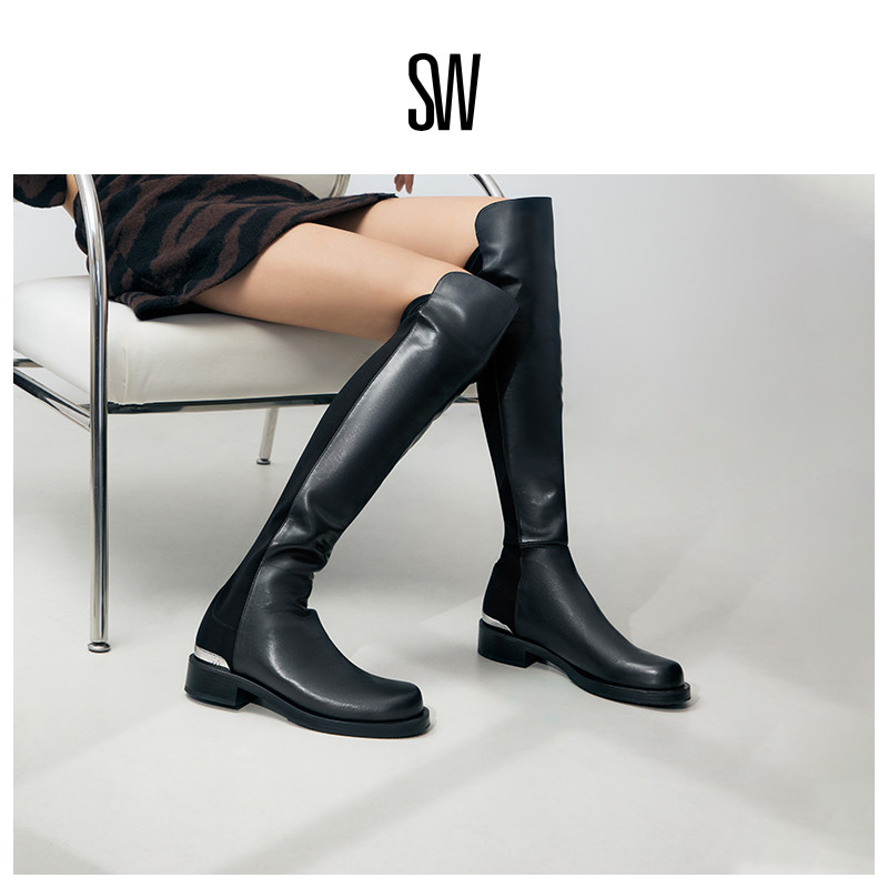 SW秋冬新品经典粗跟圆头过膝靴