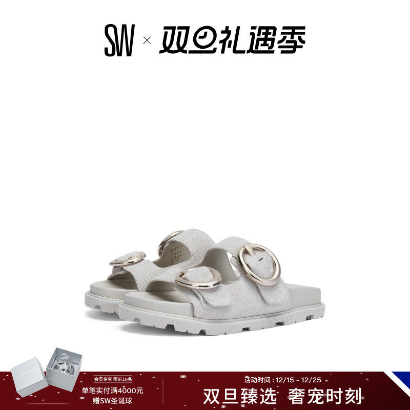 SW夏季新款厚底搭扣外穿拖鞋
