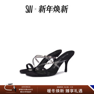 STRAPEZE 女双系带拖鞋 CRYSTAL 细高跟凉鞋 女外穿夏 SLIDE