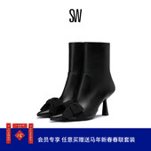 早春新品 BOOTIE ARIELLA ZIP 75冬季 拼接蝴蝶结拉链短靴女