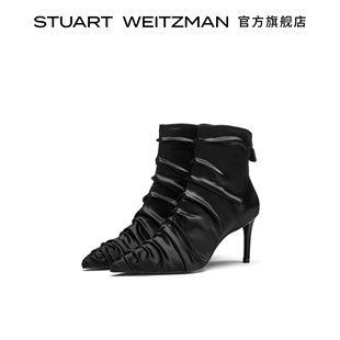 BOOTIE 褶皱女尖头细高跟短靴袜靴 RUCHE 新款 STUART 春季